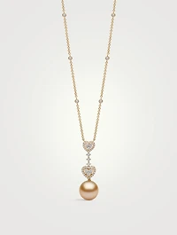 Starlight 18K Gold Pearl And Diamond Heart Necklace