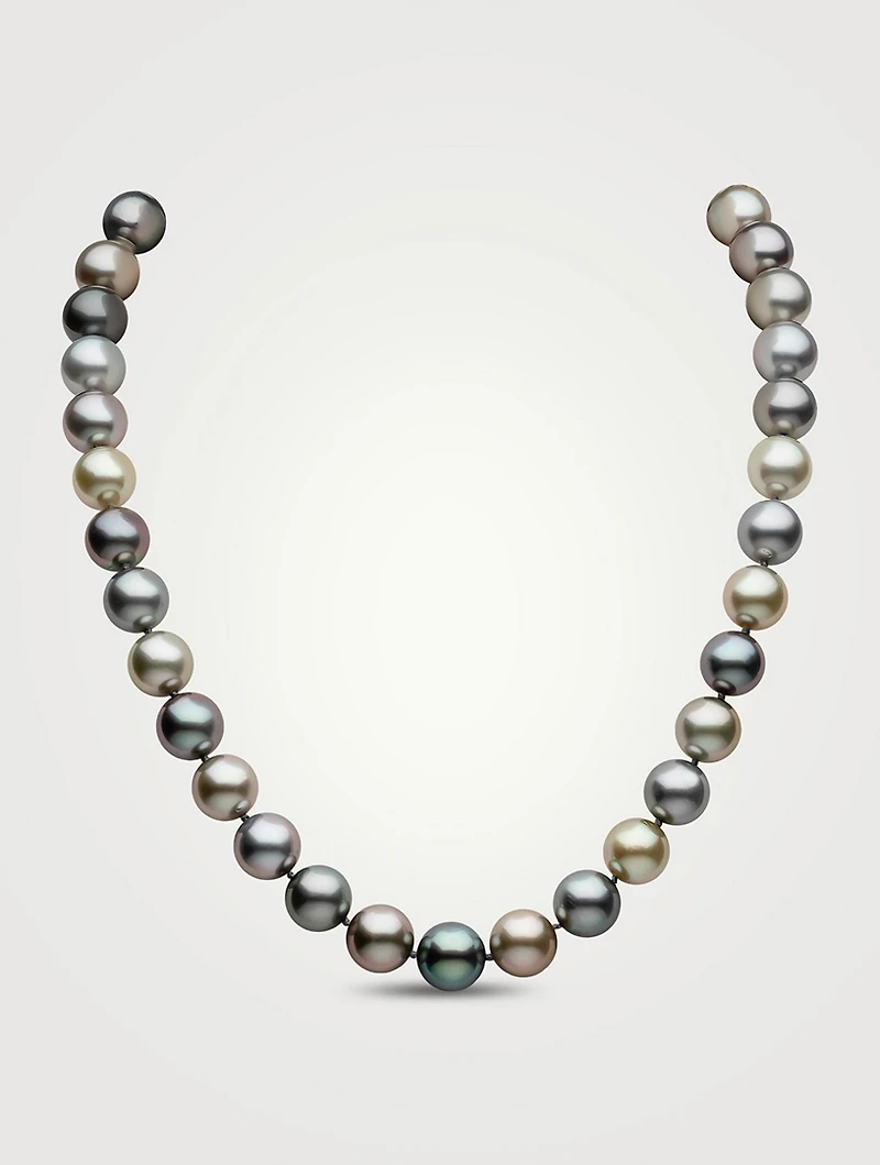 18K White Gold Multicolour Tahitian Pearl Necklace