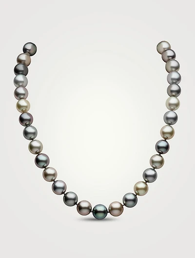 18K White Gold Multicolour Tahitian Pearl Necklace