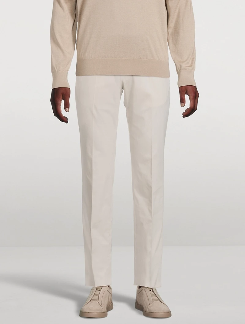Stretch Cotton Slim-Fit Trousers