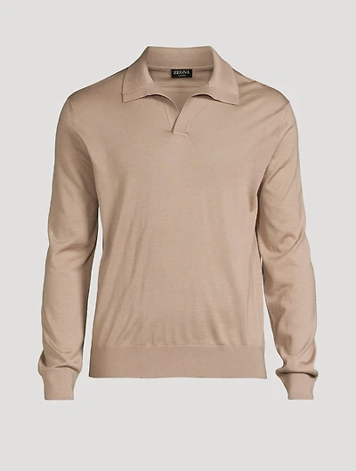 Cashseta Cashmere And Silk Polo Sweater