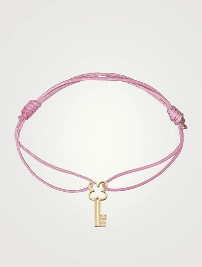 Pura 9K Gold Llavecita Brillante Cord Bracelet With Diamonds