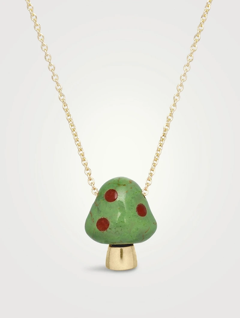 Amanita 9K Gold Mushroom Necklace