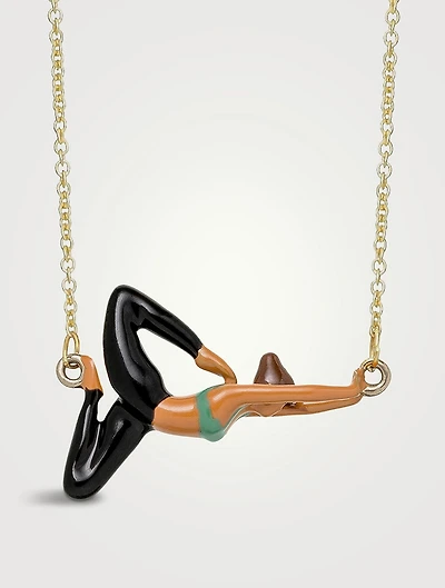 9K Gold Yoga Pendant Necklace