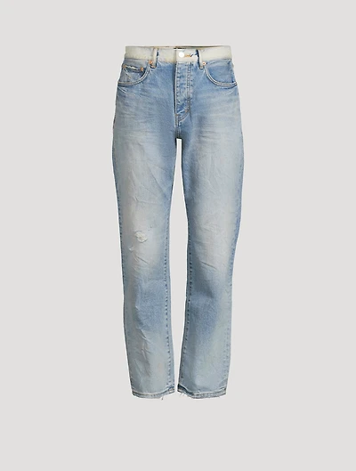 P011 Basalt Distressed Straight-Leg Jeans