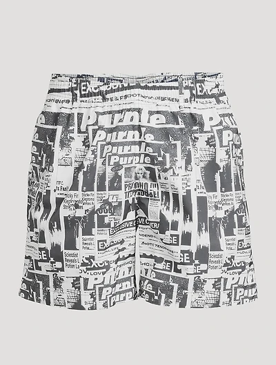 Tabloid Print Swim Shorts