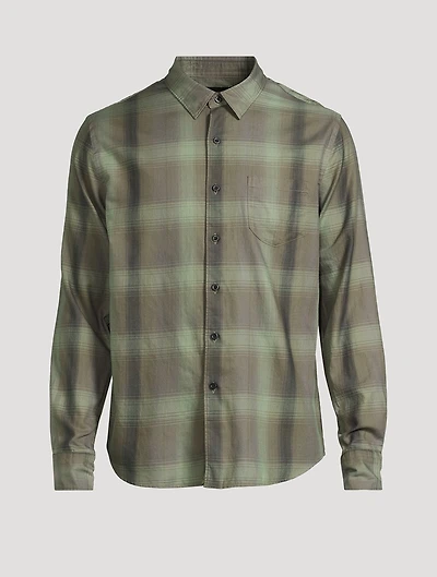 Sandalwood Plaid Cotton Button-Front Shirt