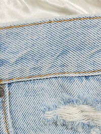 Layered Denim Shorts With Silk Boxers