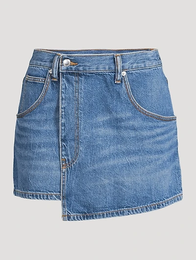 Wrapped Denim Mini Skirt