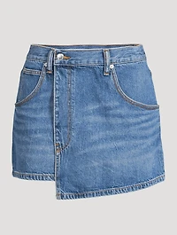 Wrapped Denim Mini Skirt