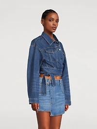 Wrapped Denim Mini Skirt