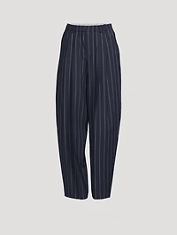 Barrel-Leg Trousers Pinstripe Print