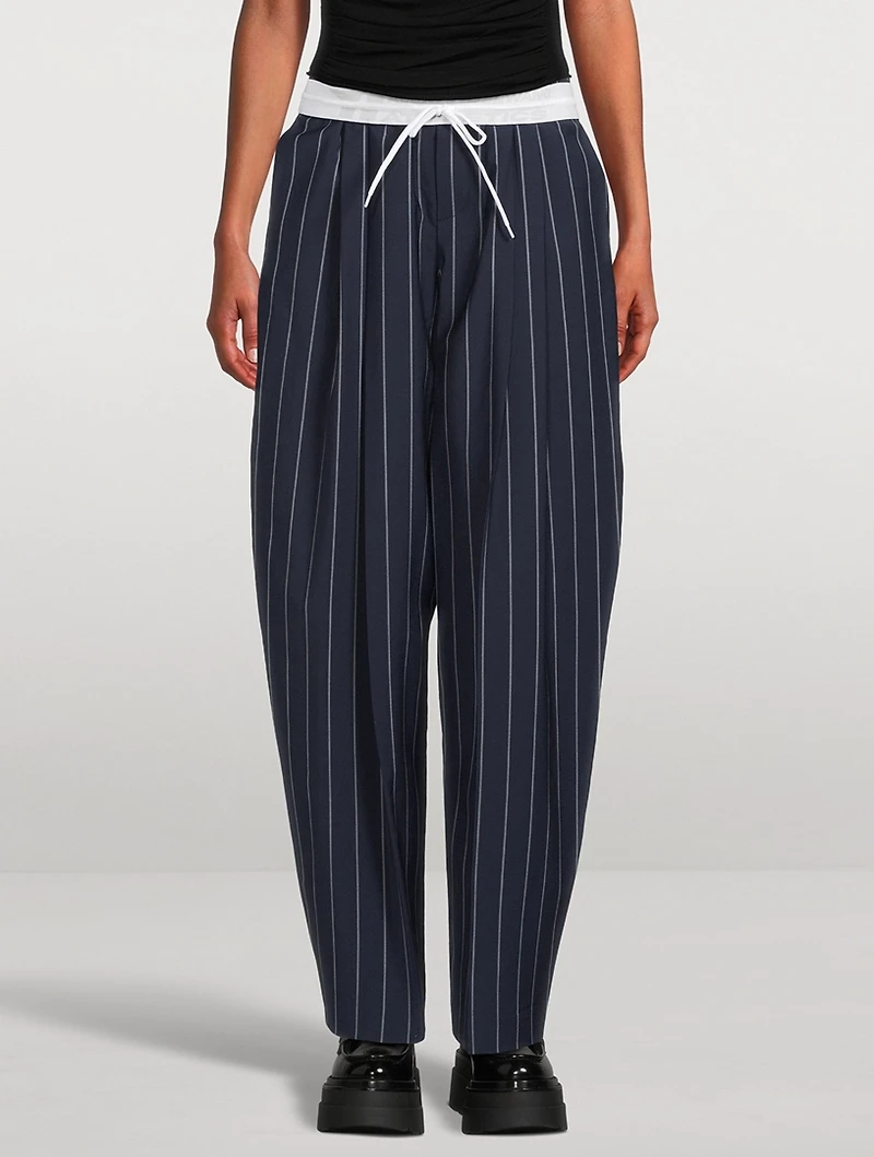 Barrel-Leg Trousers Pinstripe Print