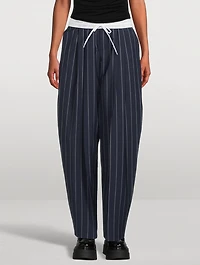 Barrel-Leg Trousers Pinstripe Print