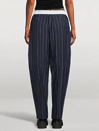 Barrel-Leg Trousers Pinstripe Print