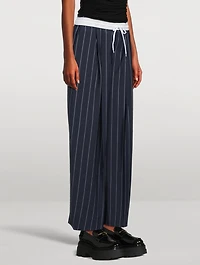 Barrel-Leg Trousers Pinstripe Print