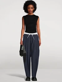 Barrel-Leg Trousers Pinstripe Print