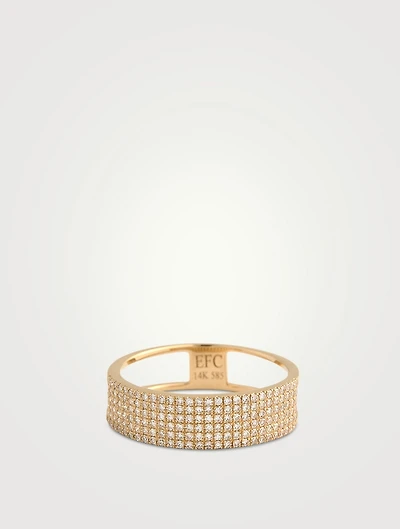 14K Gold Cigar Band Ring With Diamonds