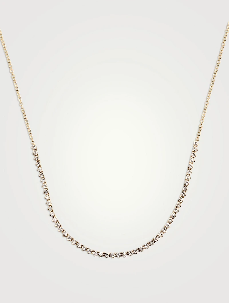 14K Gold Segment Necklace With Diamonds