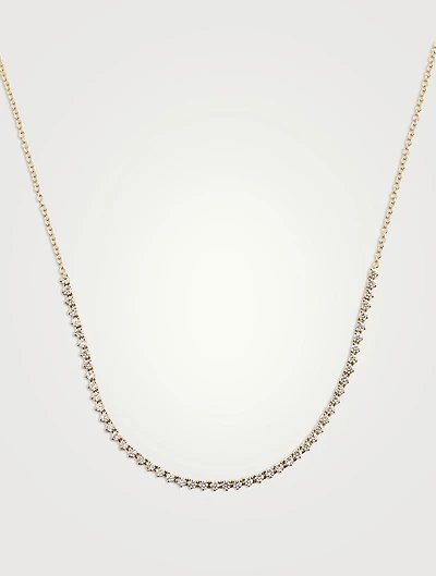 14K Gold Segment Necklace With Diamonds