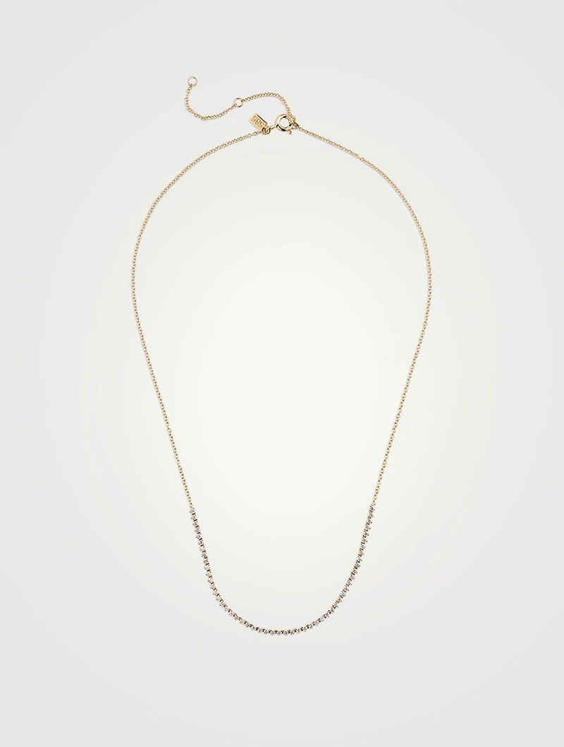 14K Gold Segment Necklace With Diamonds