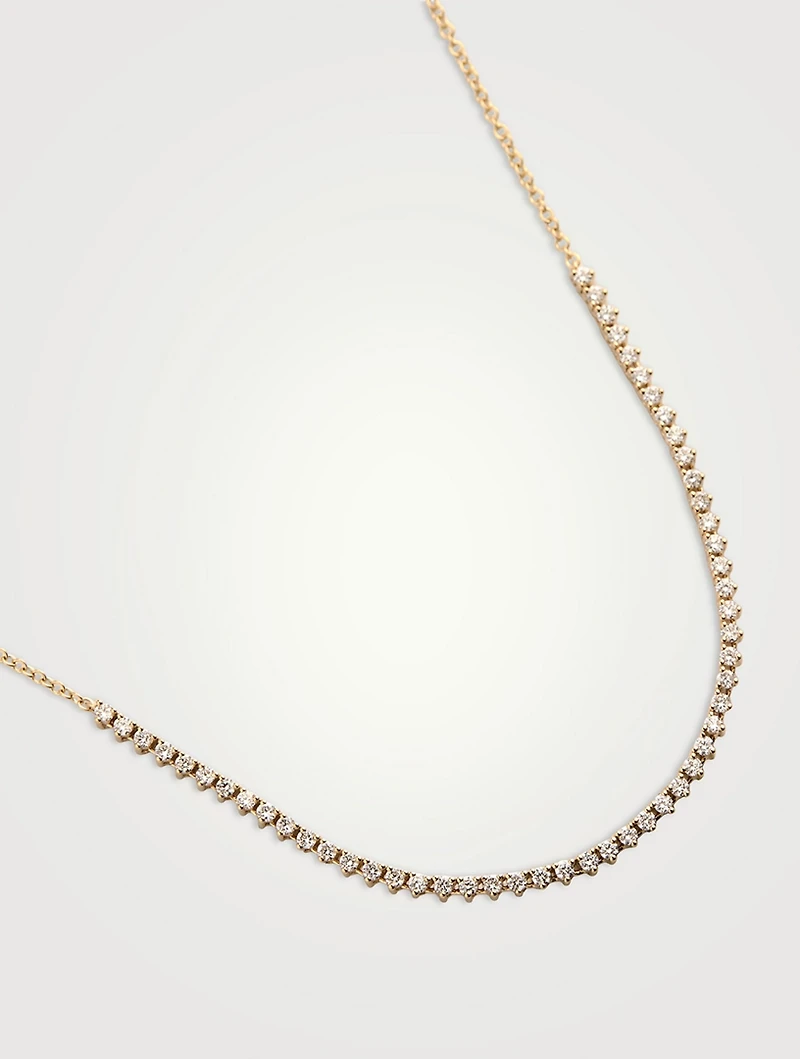 14K Gold Segment Necklace With Diamonds
