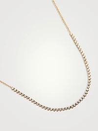 14K Gold Segment Necklace With Diamonds
