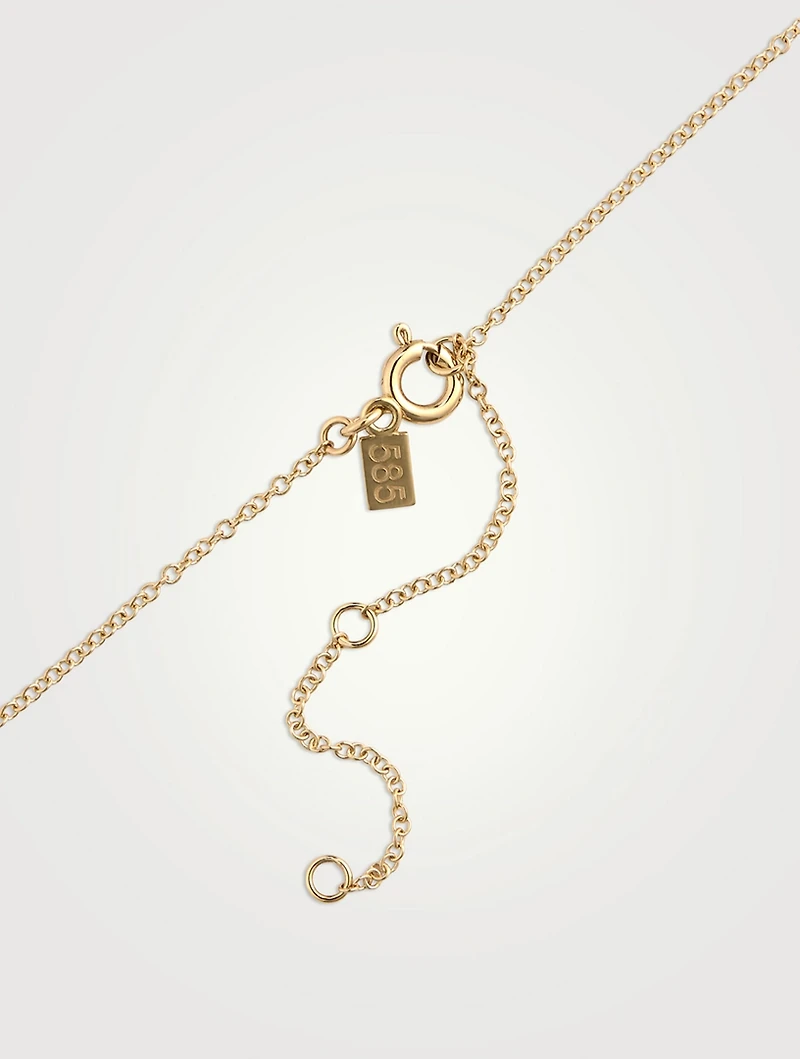 14K Gold Segment Necklace With Diamonds