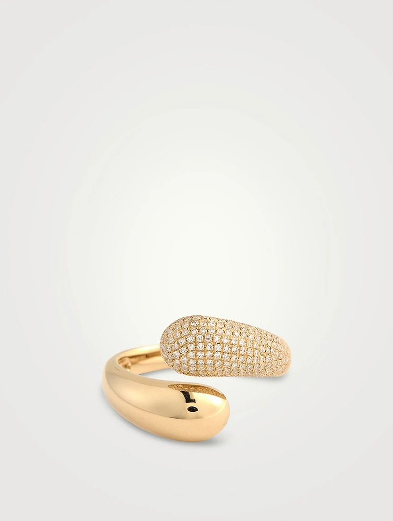 Jumbo 14K Gold Double Dome Ring With Diamonds
