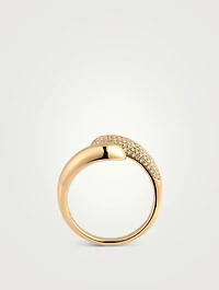 Jumbo 14K Gold Double Dome Ring With Diamonds
