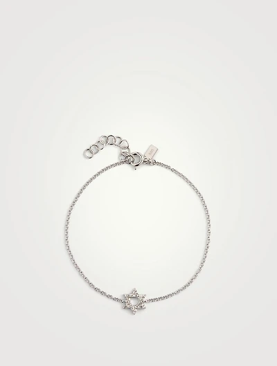 14K Gold Star Of David Bracelet With Diamonds