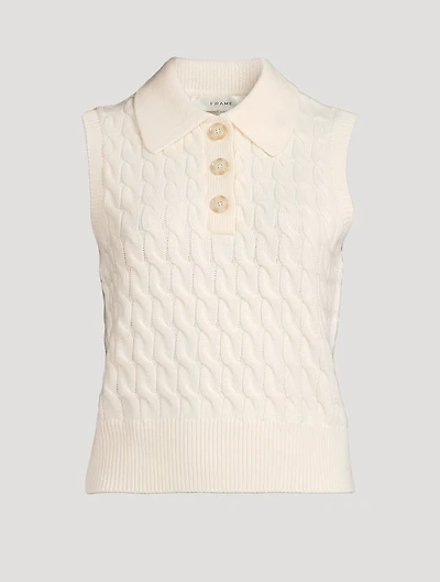 Cable-Knit Polo Vest