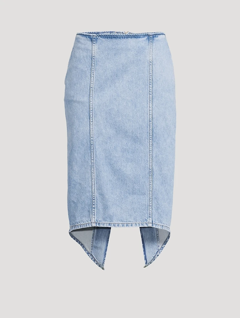 Layered Denim Midi Skirt