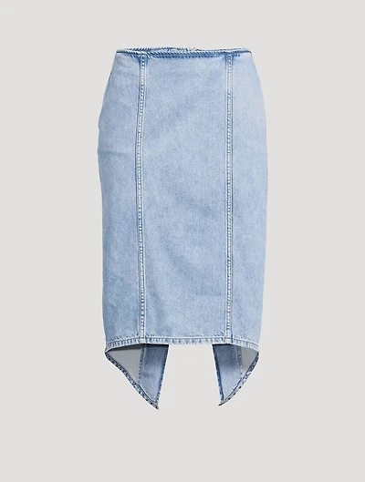 Layered Denim Midi Skirt