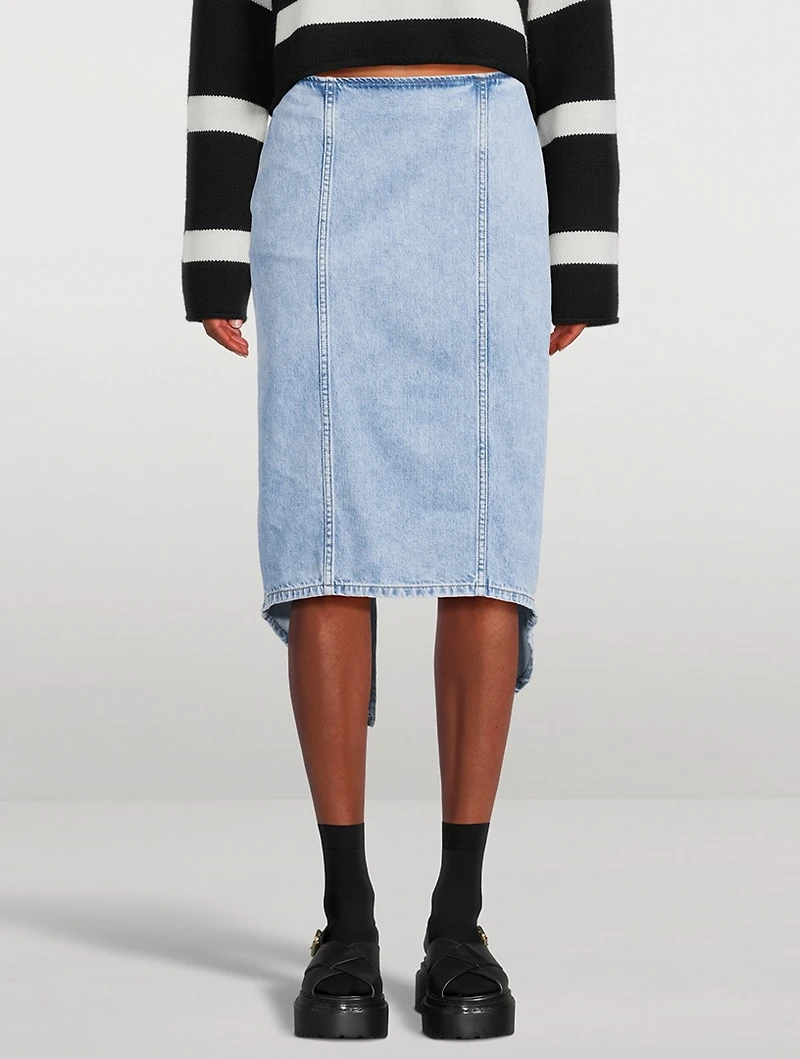 Layered Denim Midi Skirt