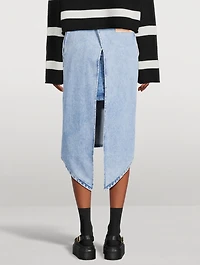 Layered Denim Midi Skirt