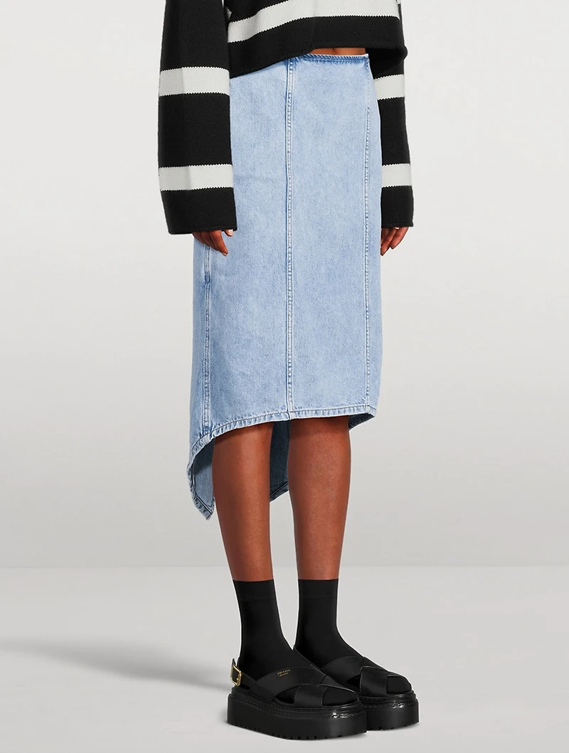Layered Denim Midi Skirt