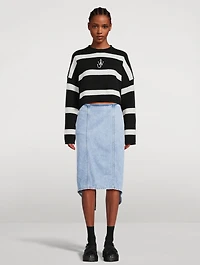 Layered Denim Midi Skirt