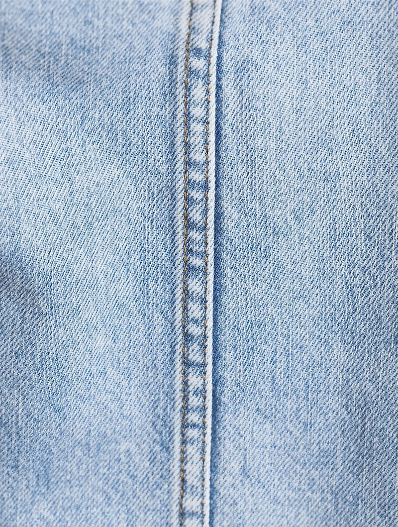 Layered Denim Midi Skirt