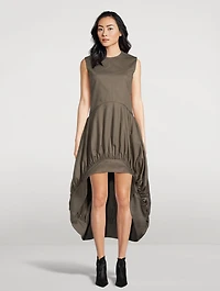 Balloon-Hem Cotton Twill Dress