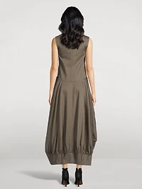 Balloon-Hem Cotton Twill Dress