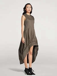 Balloon-Hem Cotton Twill Dress