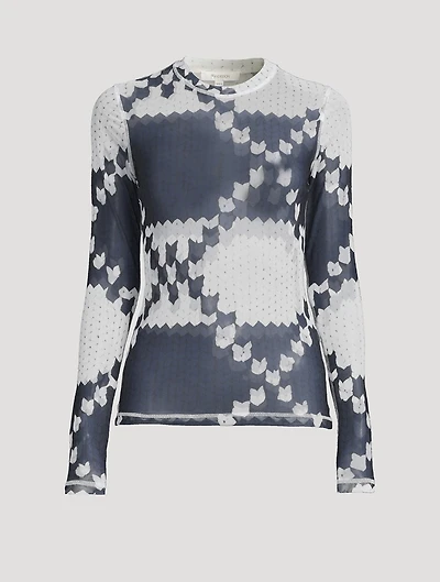 Mesh Long-Sleeve T-Shirt Fair Isle Print