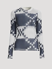 Mesh Long-Sleeve T-Shirt Fair Isle Print