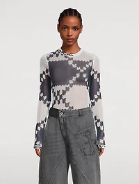 Mesh Long-Sleeve T-Shirt Fair Isle Print