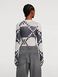 Mesh Long-Sleeve T-Shirt Fair Isle Print