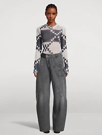 Mesh Long-Sleeve T-Shirt Fair Isle Print