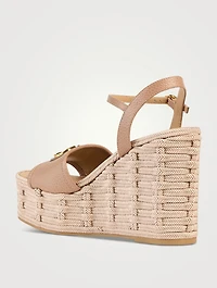 VLogo Leather Espadrille Wedge Sandals