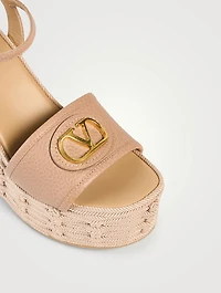 VLogo Leather Espadrille Wedge Sandals