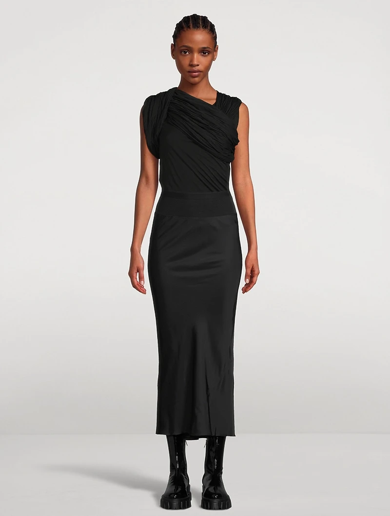 Porterville Bias Crêpe Midi Skirt